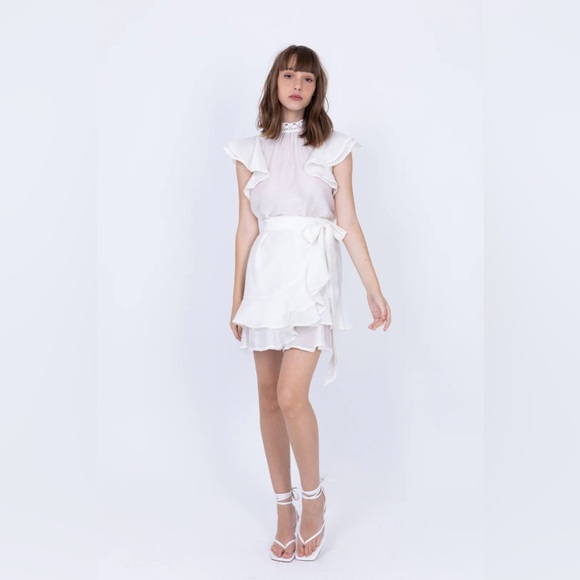 NWOT Sabina Musayev Priscilla Off White Ruffle Skirt - Picture 5 of 11